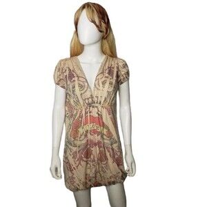 JULIE'S CLOSET TATTOO PATTERN MINI DRESS SIZE LARGE